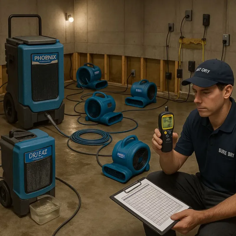 Structural Drying and Dehumidification process in Woodmore, MD